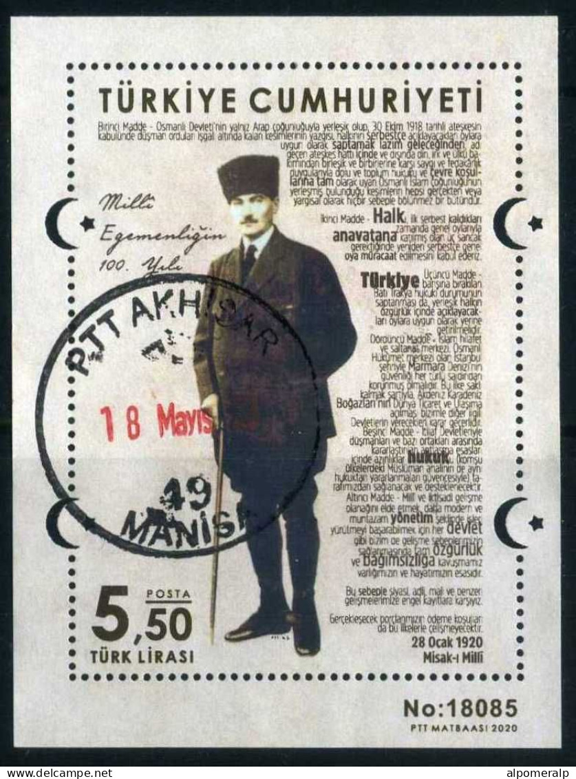 Türkiye 2020 Mi 4564 [Block 199] Mustafa Kemal ATATÜRK, Sovereignty Declaration Of 1920 "Misak-ı Millî" (full Text) - Used Stamps