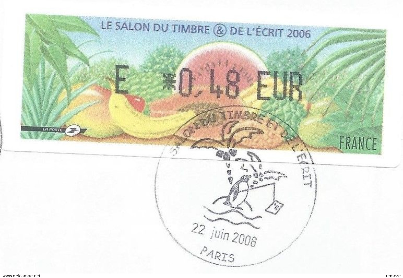LISA - 2006  - Salon Du Timbre Et De L'ecrit ( 0,48€ Enveloppes Avec Cachet 1er Jour ) + Recu - 1999-2009 Abgebildete Automatenmarke