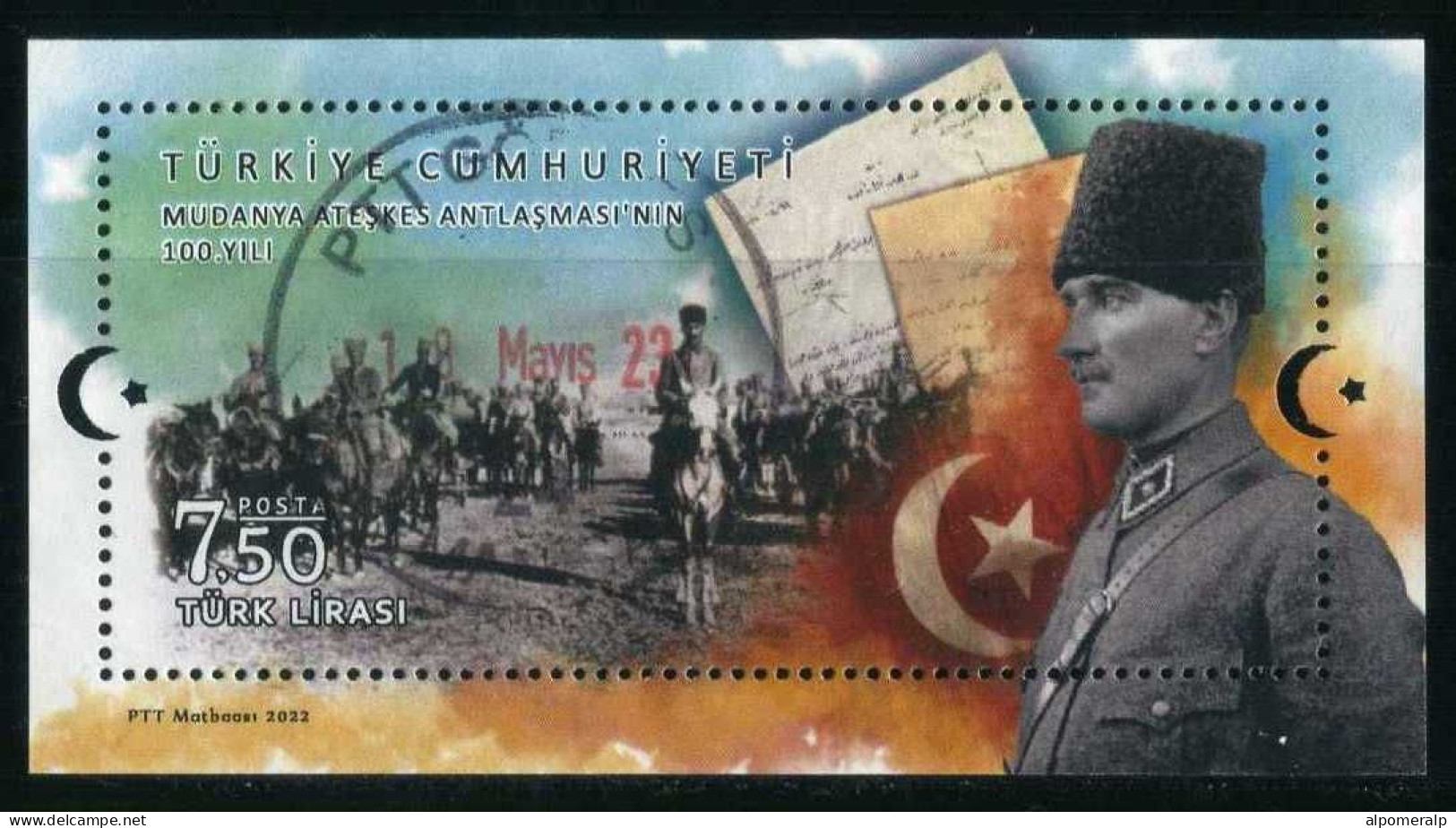 Türkiye 2022 Yvert BF190 Armistice Of Mudanya, Centenary | First World War WW1, Flag, Horse, Treaty - Used Stamps