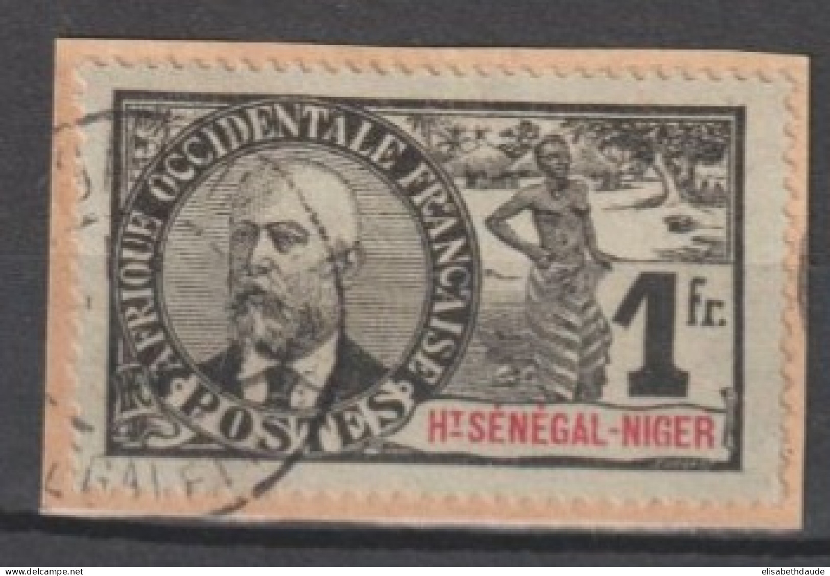 HAUT-SENEGAL - BALLAY 1906 - YVERT N°15 OBLITERE SUR FRAGMENT ! - COTE = 32+ EUR. - Gebruikt