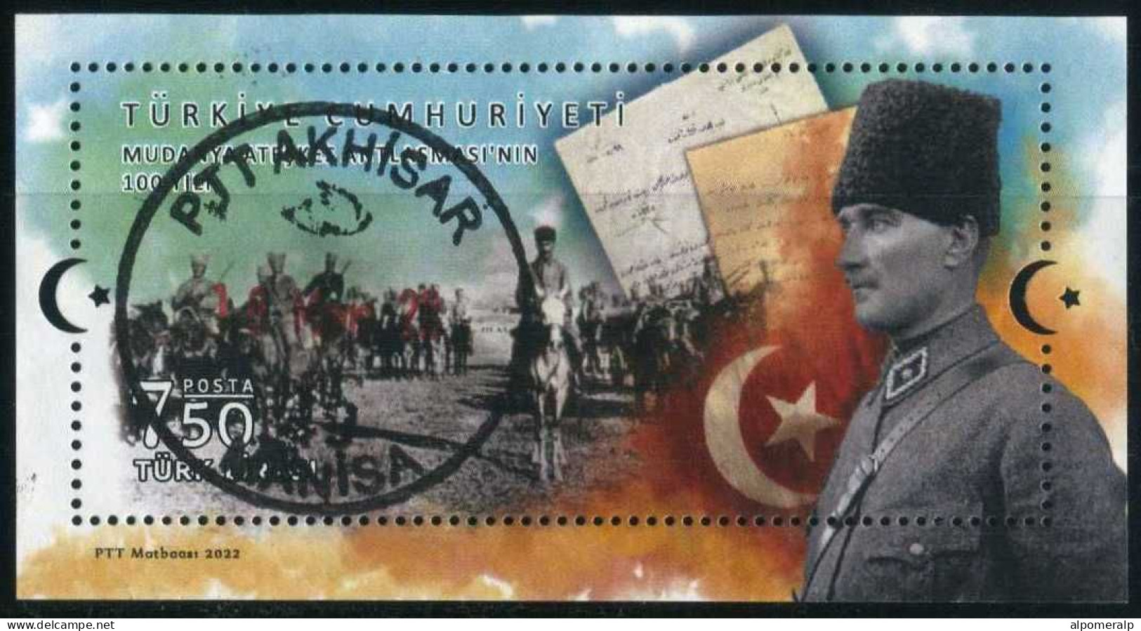 Türkiye 2022 Yvert BF190 Armistice Of Mudanya, Centenary | First World War WW1, Flag, Horse, Treaty - Oblitérés