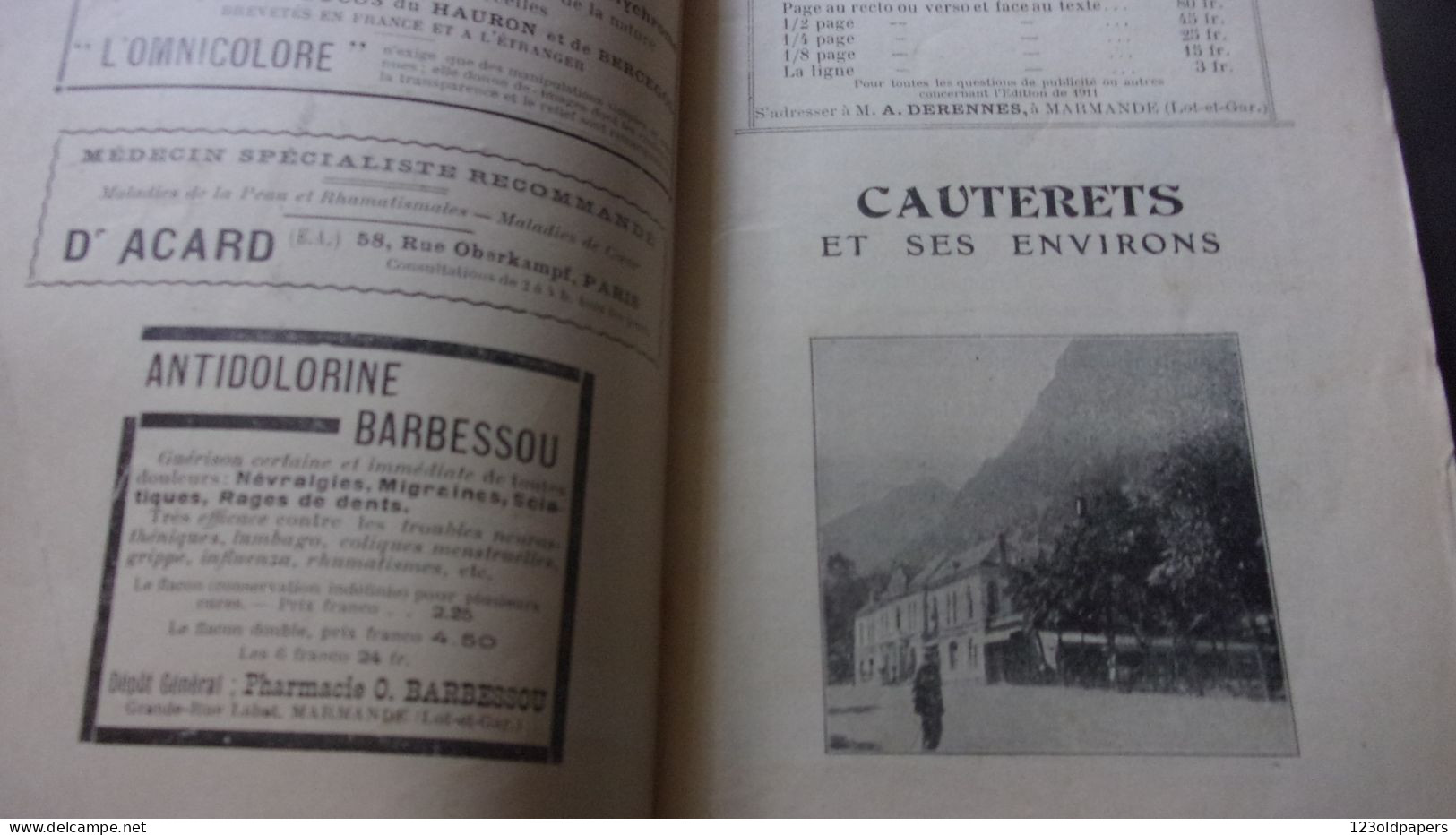 Cauterets Et Ses Environs 1910 Guide Bleu GUIDEE ILLUSTRE AVEC PLAN USAGES BAIGNEURS TOURISTES PECHE CHASSE PUB BROUHOT. - Toeristische Brochures