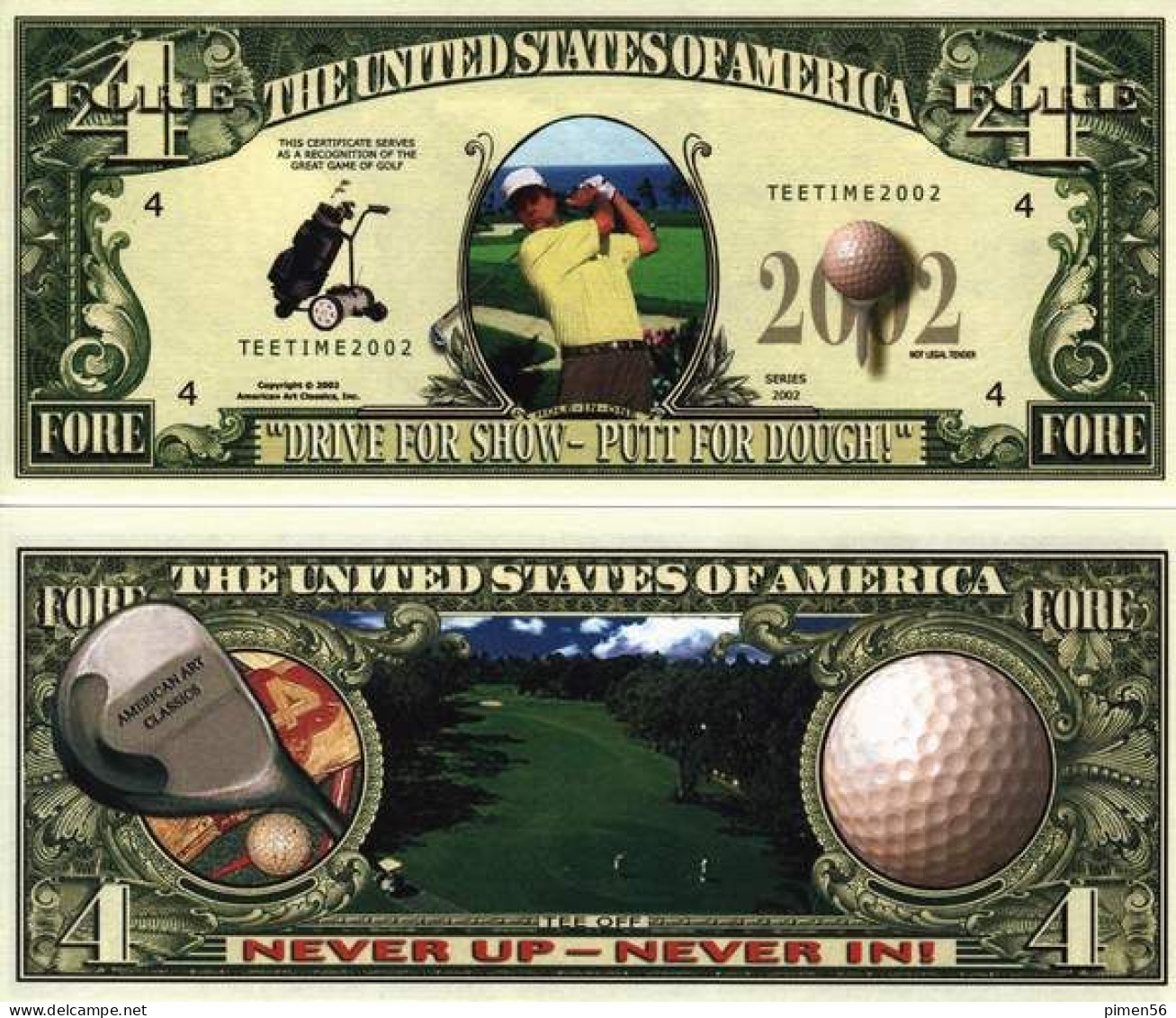 USA - FANTASY NOTE - GOLF - UNC / SERIES  SPORTS - Other & Unclassified