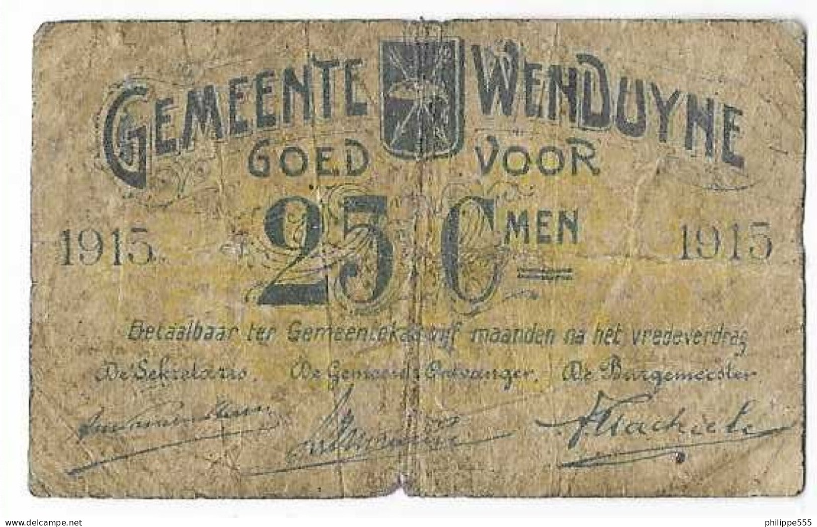 Noodgeld Wenduyne 25 Centiemen - Andere & Zonder Classificatie