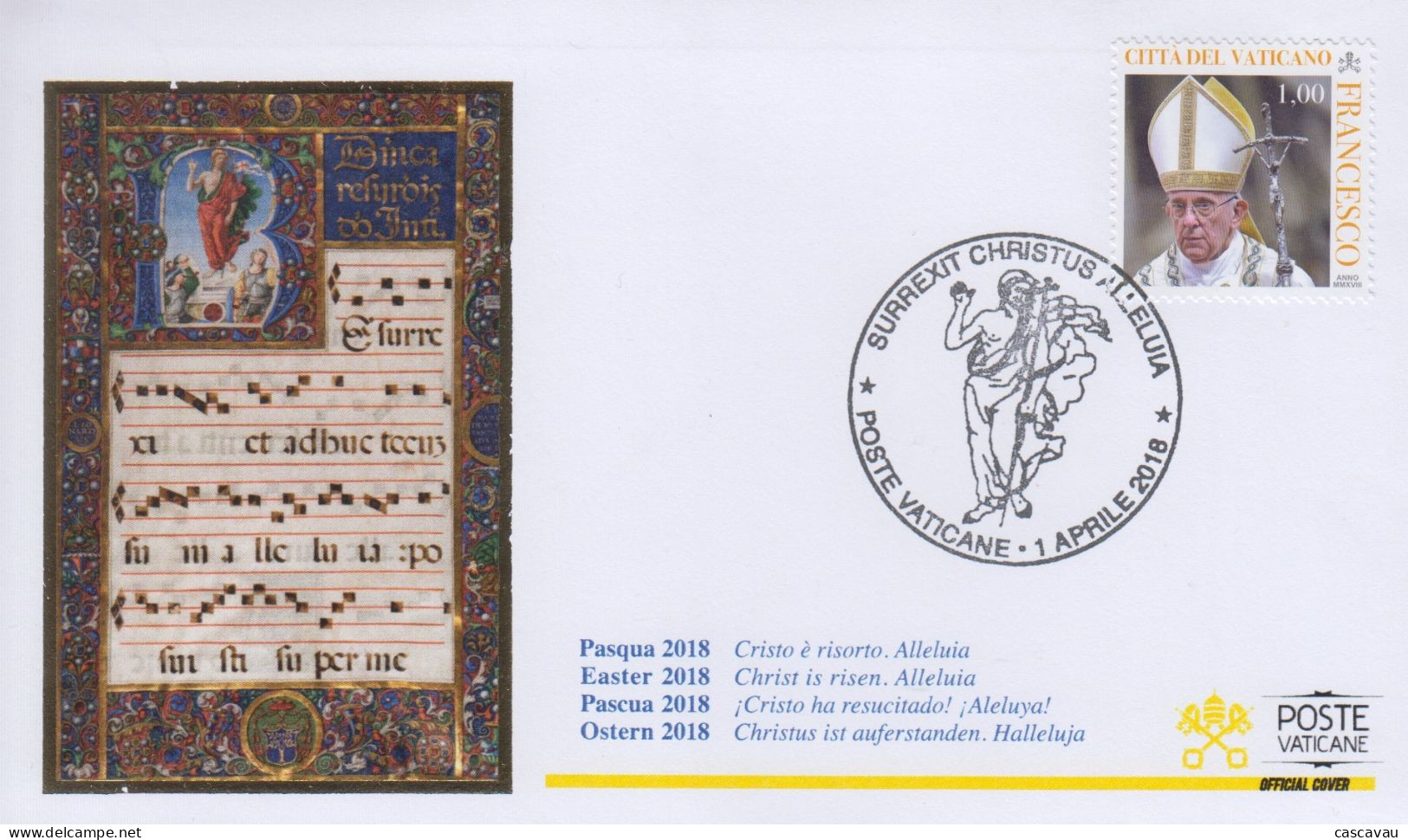 Enveloppe  FDC  1er  Jour   VATICAN   Pâques  2018 - Pâques