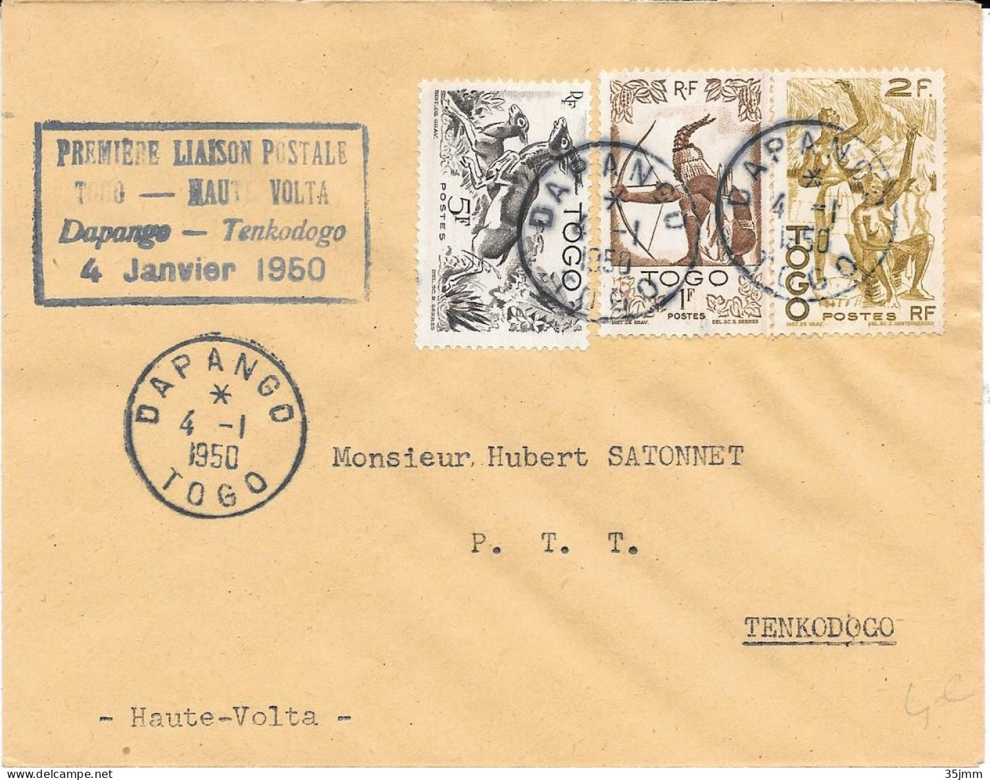 Togo Liaison Postal Togo-Haute Volta 1950 - Lettres & Documents