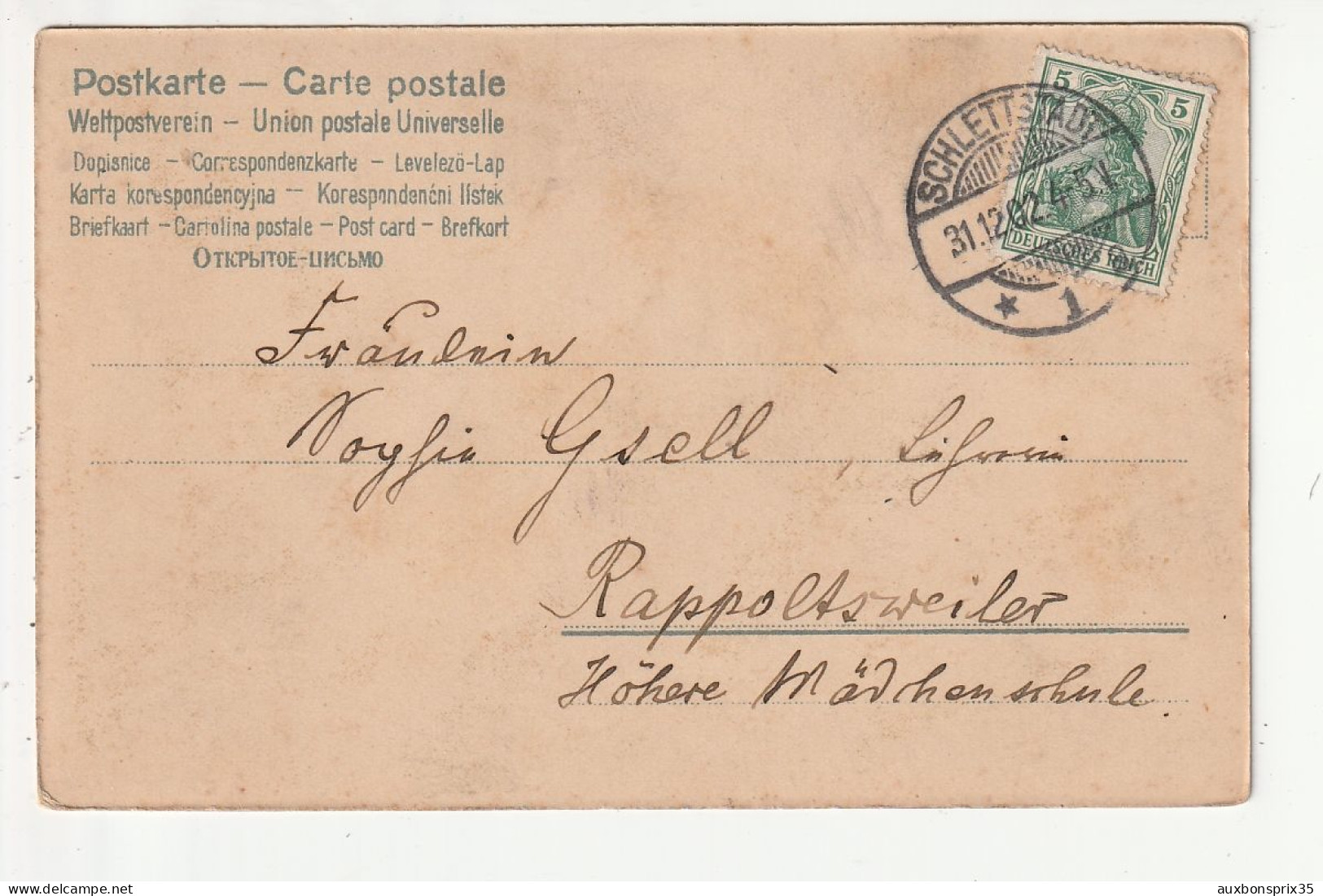 CARTE ALLEMANDE - GLÜCKLICHES NEUJAHAR 1909 - BONNE ANNEE - FACTEUR - Nieuwjaar