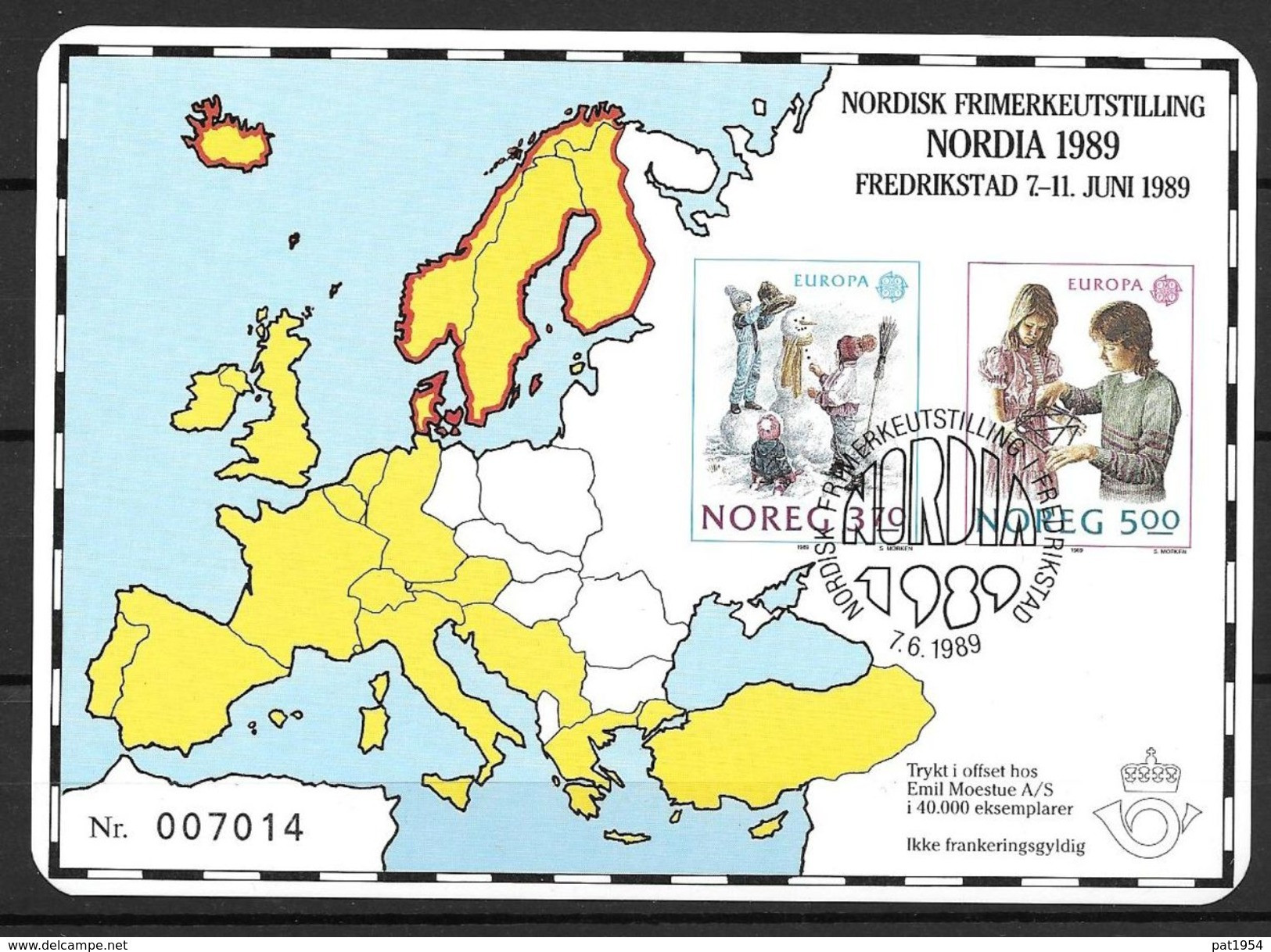 Norvège, 1989 Bloc Semi Officiel N° MB22 Neuf, Expo Philatélique Nordia à Fredrikstad, Tirage 40000 - Blocchi & Foglietti