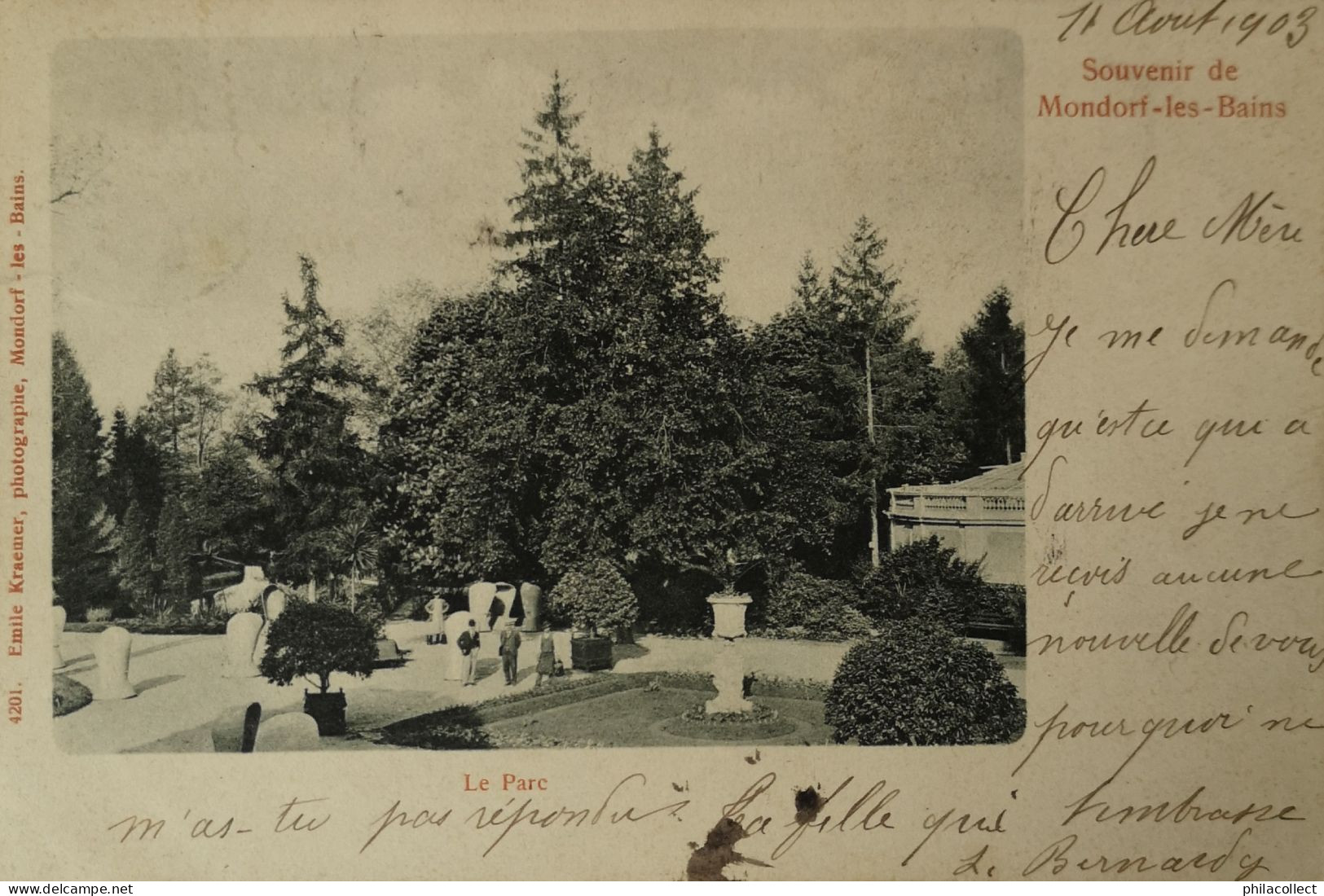 Mondorf Les Bains   (Luxembourg)  Souvenir De (Le Parc) 1903 - Bad Mondorf
