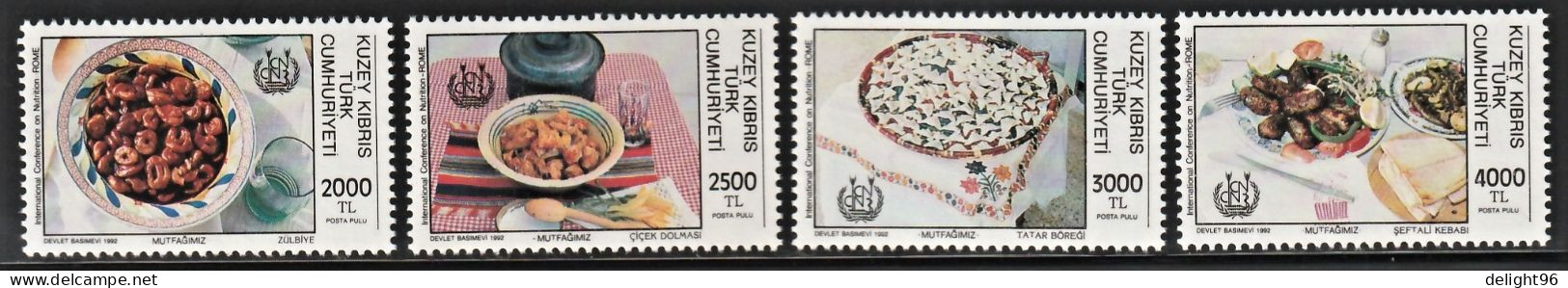 1992 Cyprus (Turkish Post) International Conference On Nutrition In Rome: Native Cuisine Set (** / MNH / UMM) - Alimentation