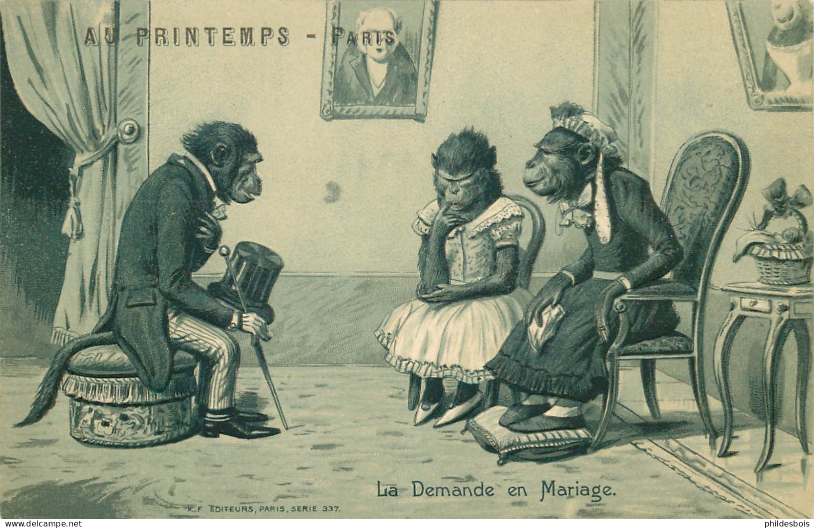 CHATS HUMANISES Gaufrée  TBE  " La Demande En Mariage "  ( K.F édit ) - Dressed Animals