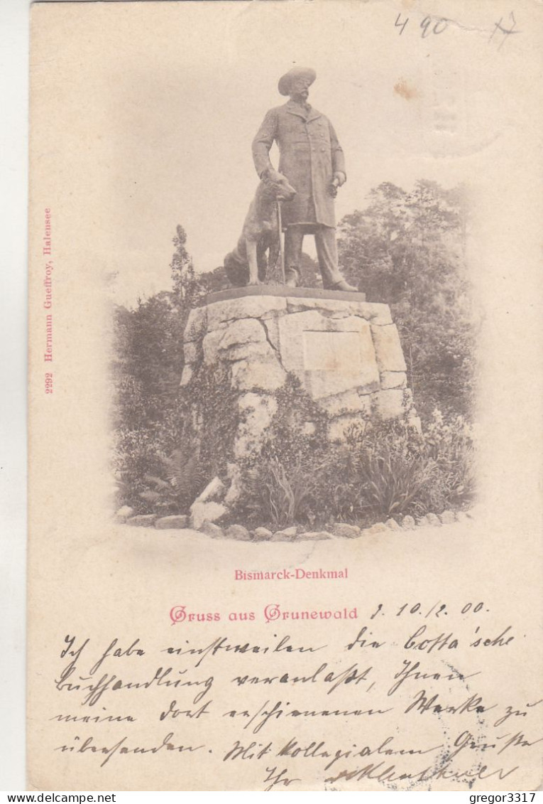 C8740) GRUSS Aus GRUNEWALD - Bismarck Denkmal - ALT !! LITHO 1900 Berlin - Grunewald