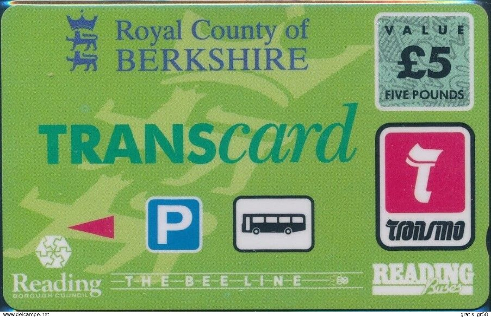 UK - Great Britain , Parking & Trans Card, Berkshire - Reading BeeLine, 5£, L0001 ExpEnd 98 - Collections