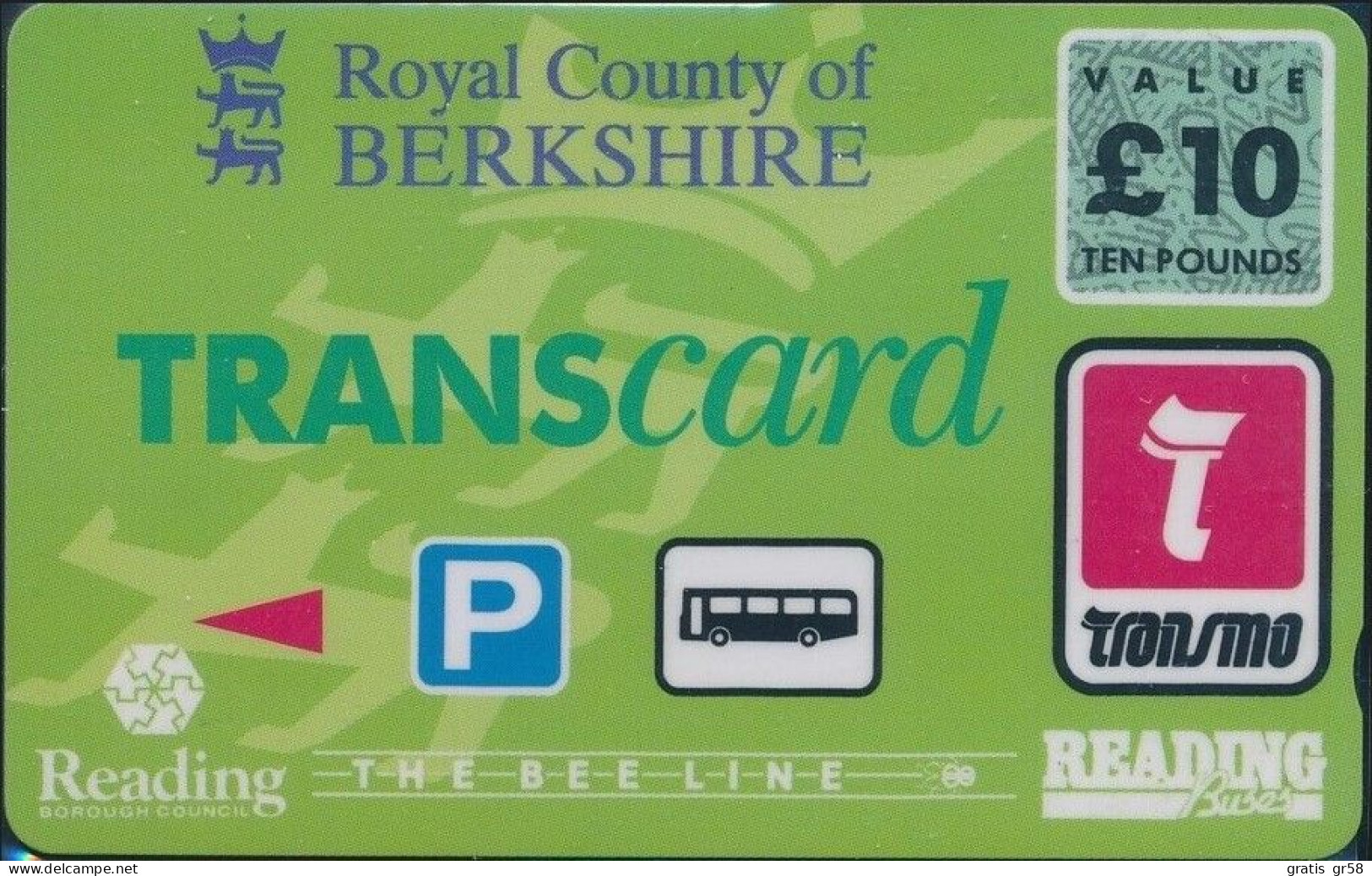 UK - Great Britain, Parking & Trans Card, Berkshire - Reading BeeLine, 10£, L0001 ExpEnd 98 - [10] Sammlungen
