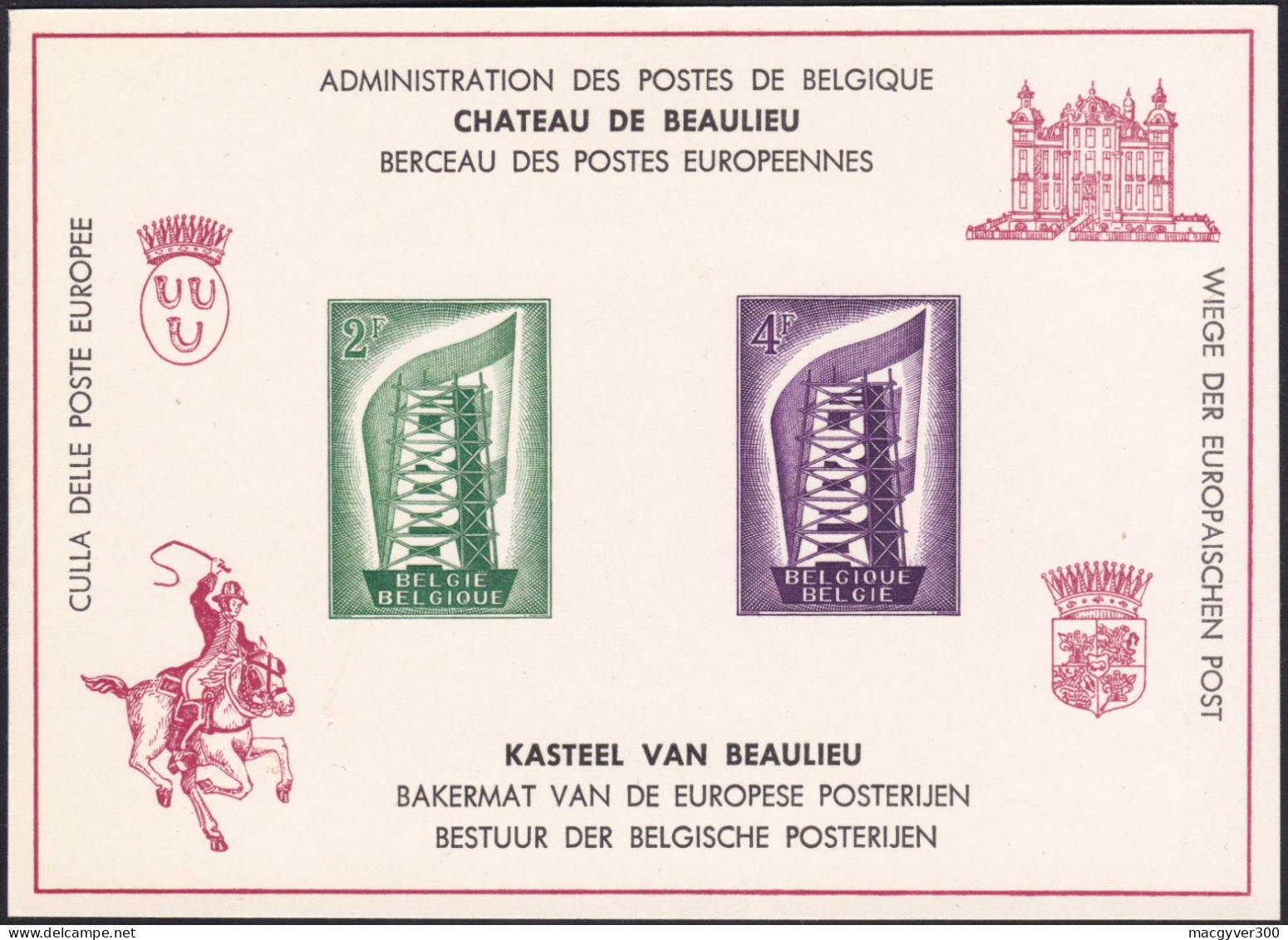 BELGIQUE, 1956, EUROPA ( COB LX21 ) - Feuillets De Luxe [LX]