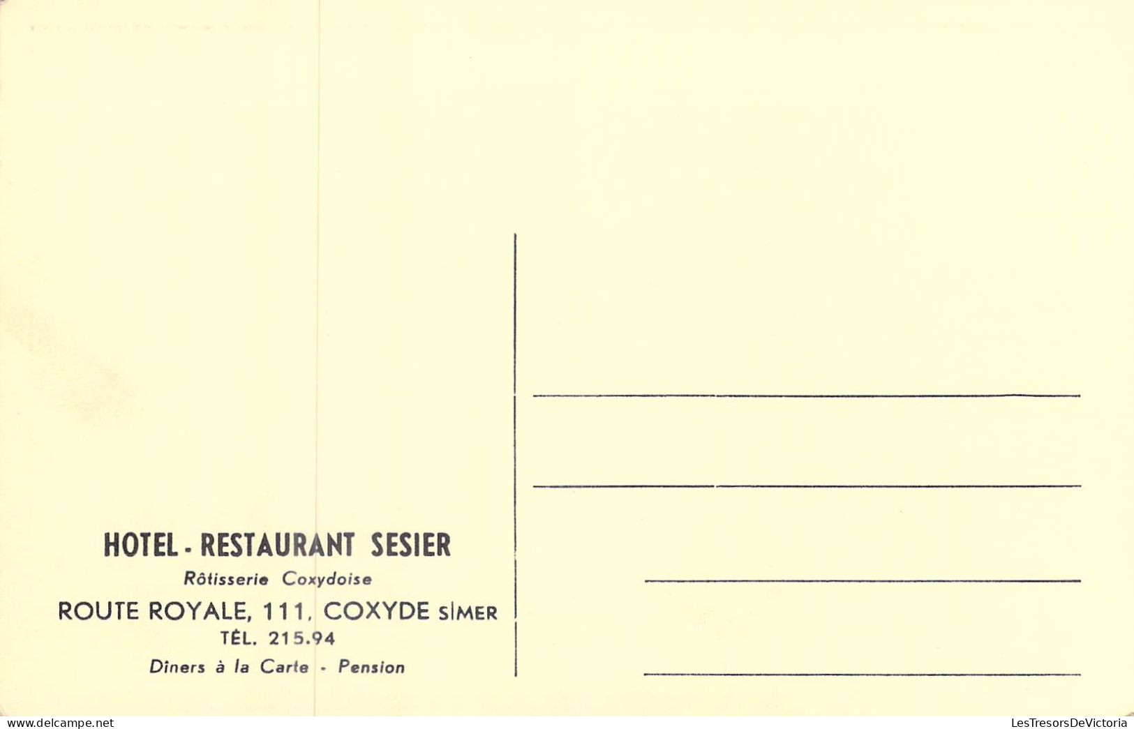 BELGIQUE - Coxyde Sur Mer - Hôtel Restaurant Sesier - Carte Postale Ancienne - Sonstige & Ohne Zuordnung