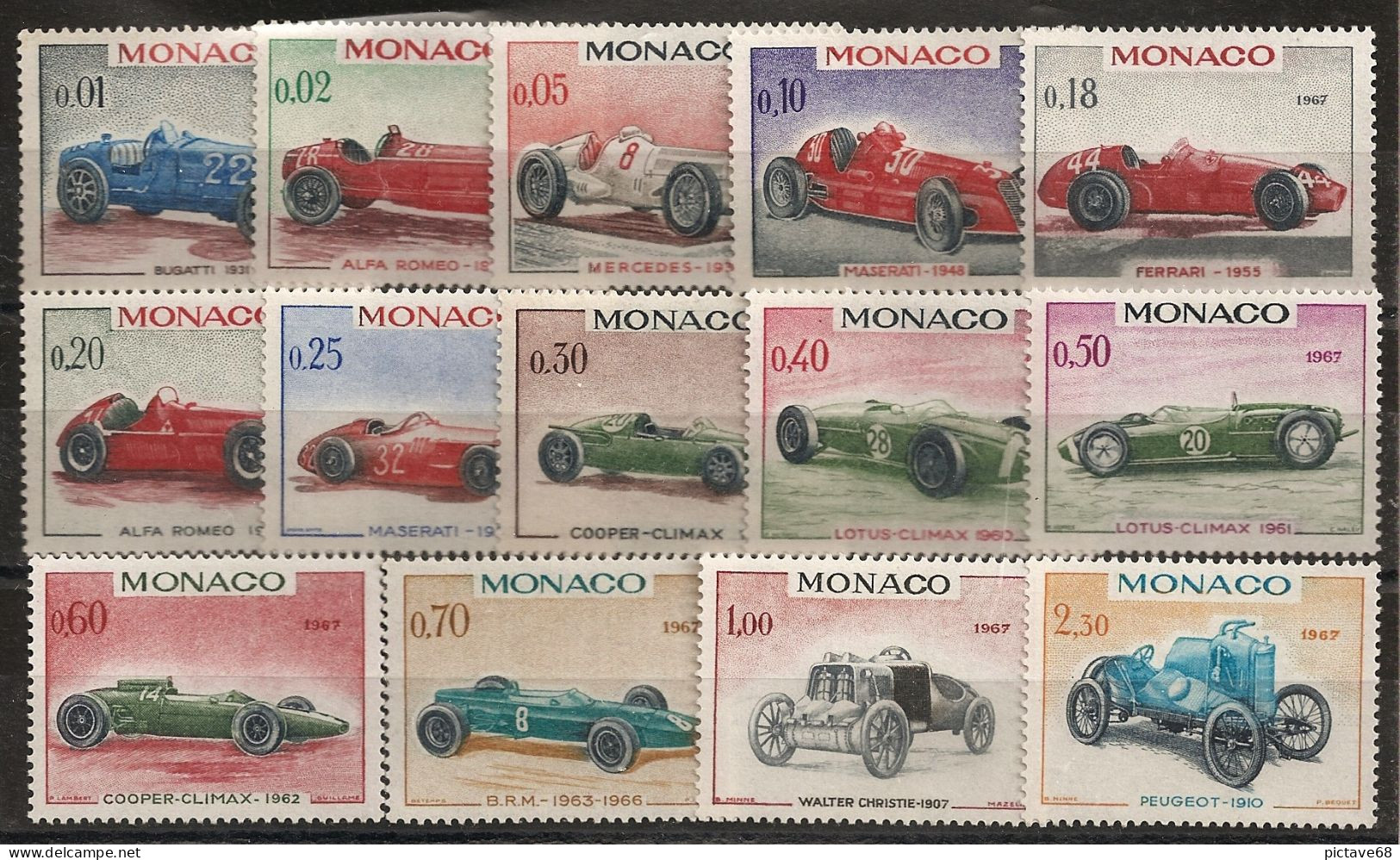 MONACO / SERIE N° 708 à 721 NEUFS* * VOITURES DE SPORT - Unused Stamps