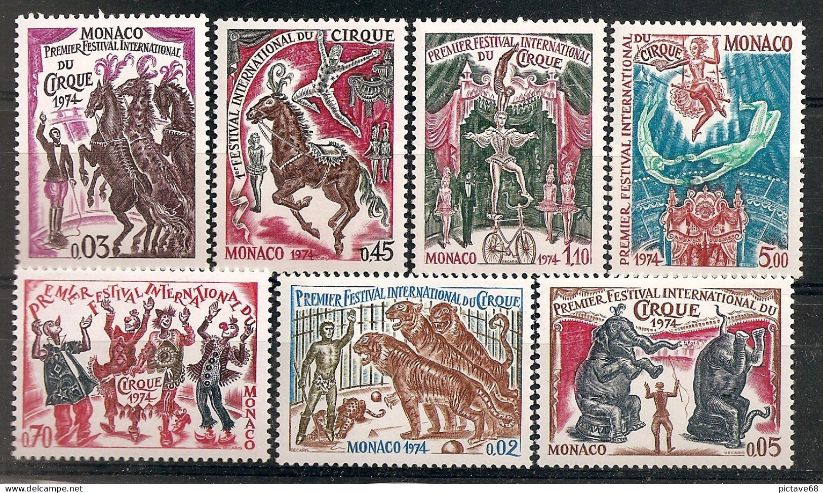 MONACO / SERIE N° 973 à 979 NEUFS* * LE CIRQUE - Unused Stamps