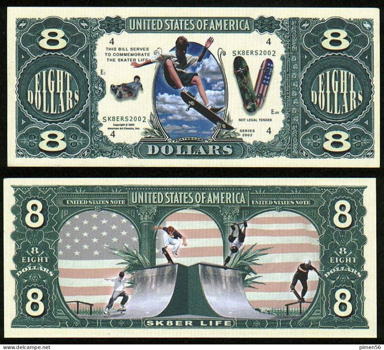 X. RARE : USA - FANTASY NOTE - SKATEBOARDING - UNC / SERIES  SPORTS - Other & Unclassified