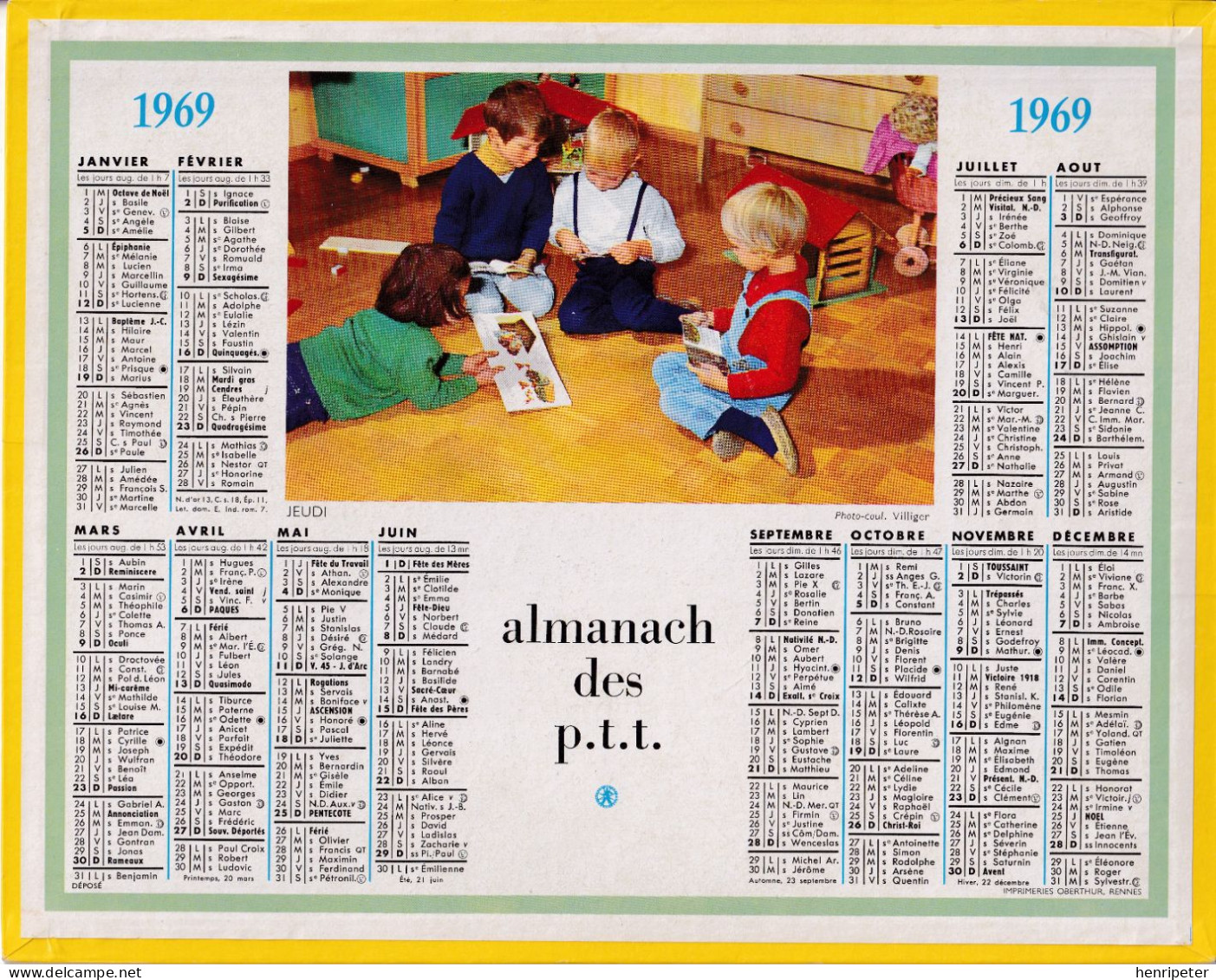 ALMANACH DES P.T.T. - 42 LOIRE - 1969 - Jeudi (Photo Couleurs Villiger) - Grand Format : 1961-70