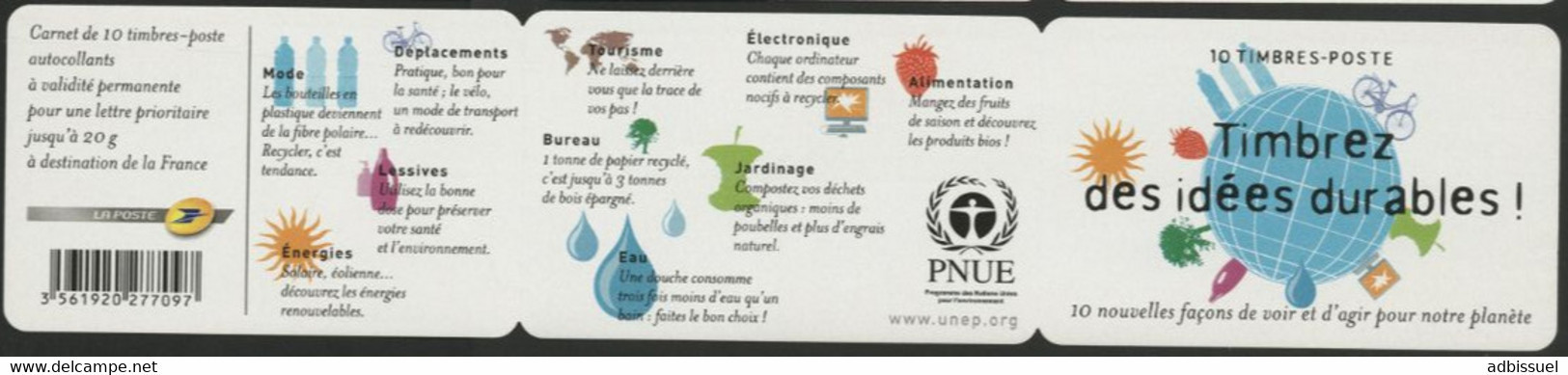 Carnet AUTOADHESIF BC 183 (N° 4205) "Timbrez Des Idées Durables" Vendu à La Valeur Faciale. Neuf. TB - Commémoratifs