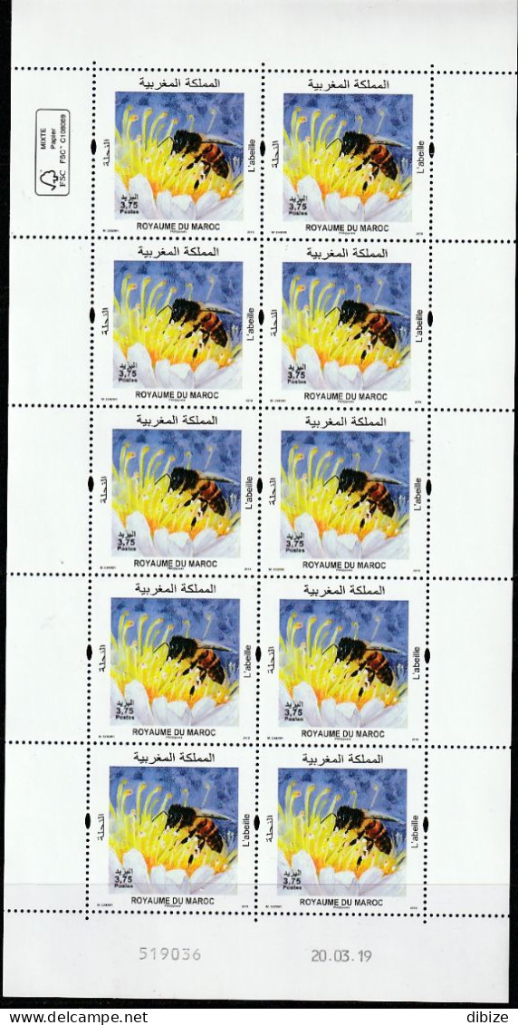 Maroc. Feuille De 10 Timbres De 2019. Faune. Abeille. - Abeilles