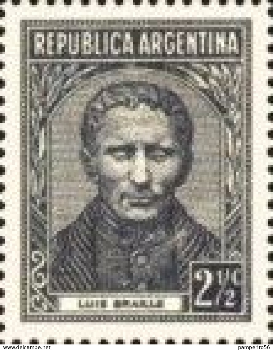 ARGENTINA - AÑO 1935 - Serie Próceres Y Riquezas I -  	Louis Braille, 1809-1852 - Oblitérés