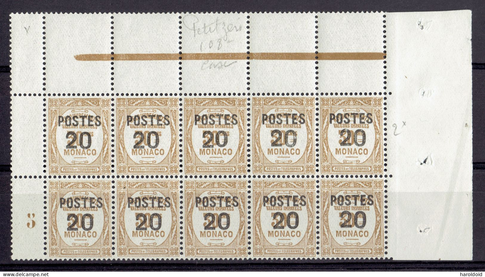 MONACO - VARIETE - TP N°143"a" DANS UN BLOC DE 10 - XX MNH SUP - PETIT 0 - Variétés