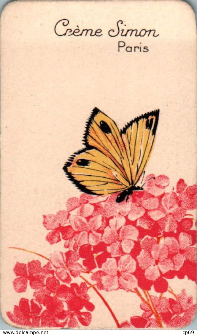 Carte Parfumée Parfum Crème Simon à Paris Fleur Flower Fiore 花 Papillon Butterfly 蝶 En TB.Etat - Antiguas (hasta 1960)