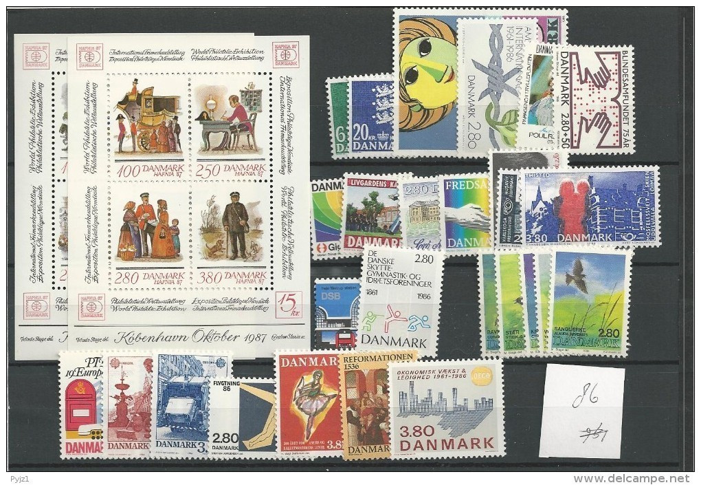 1986 MNH Denmark, Dänemark, Year Complete According To Michel, Postfris - Full Years