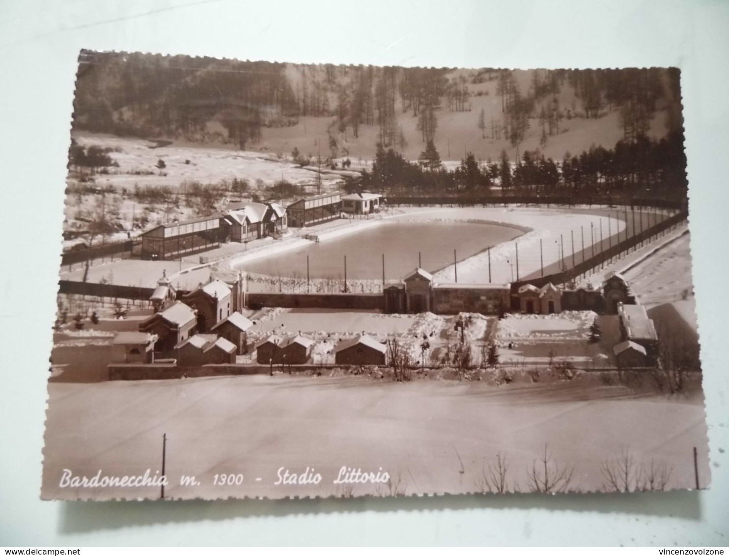 Cartolina Viaggiata "BARDONECCHIA  Stadio Littorio" 1941 - Stadiums & Sporting Infrastructures