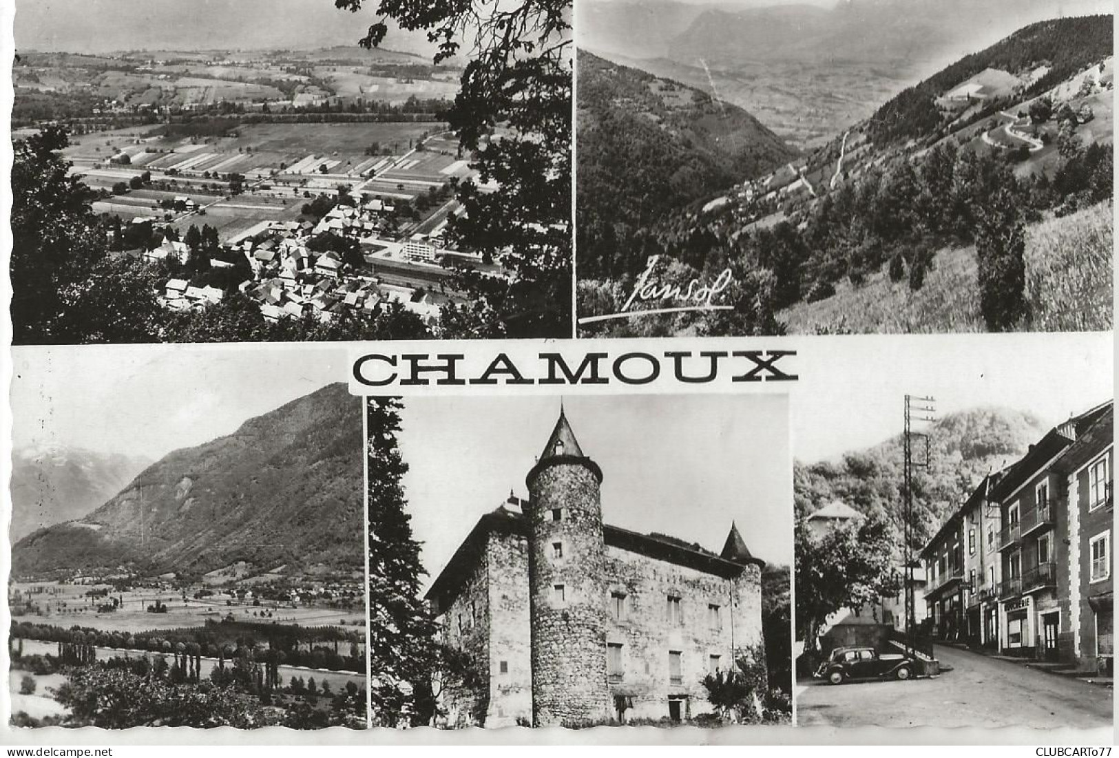 Chamoux-sur-Gelon (73) : 5 Vues Dont Vue Aérienne Générale Et Magasin Dans Une Rue En 1952 GF. - Chamoux Sur Gelon
