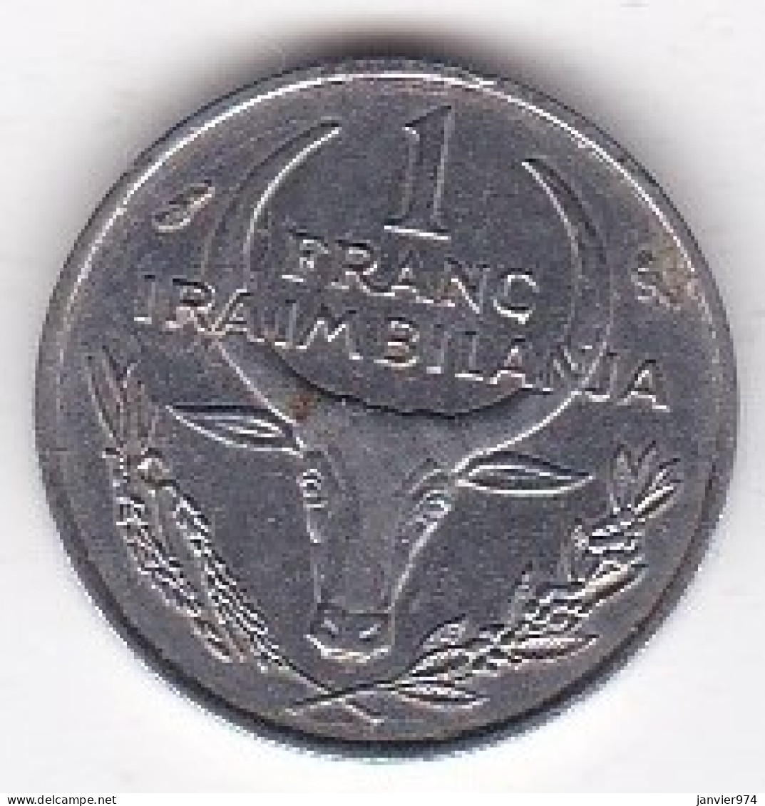 Madagascar 1 Franc 1965. Buffle / Fleur, En Acier Inoxydable, KM# 8 - Madagaskar