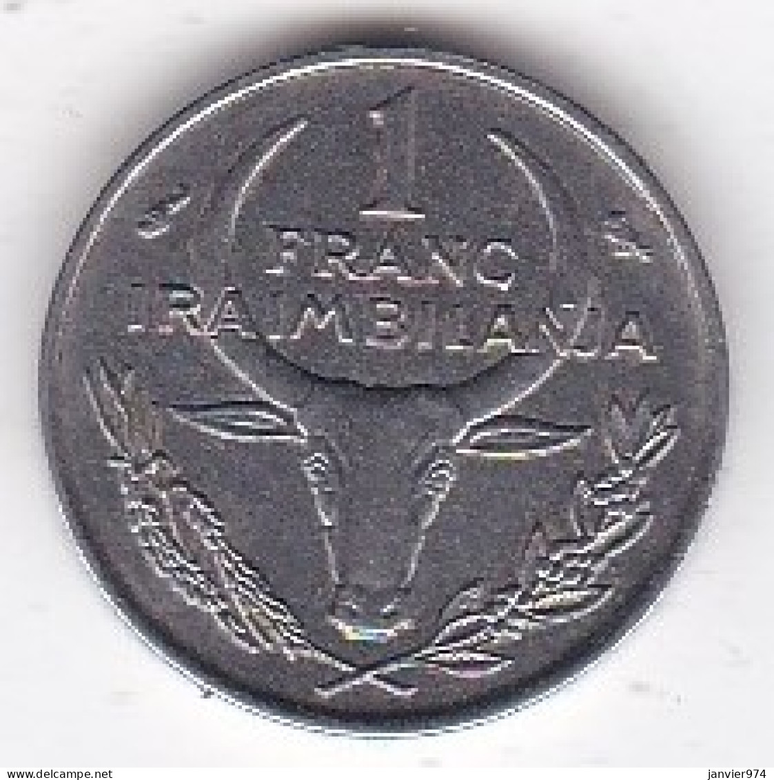 Madagascar 1 Franc 1966. Buffle / Fleur, En Acier Inoxydable, KM# 8 - Madagaskar