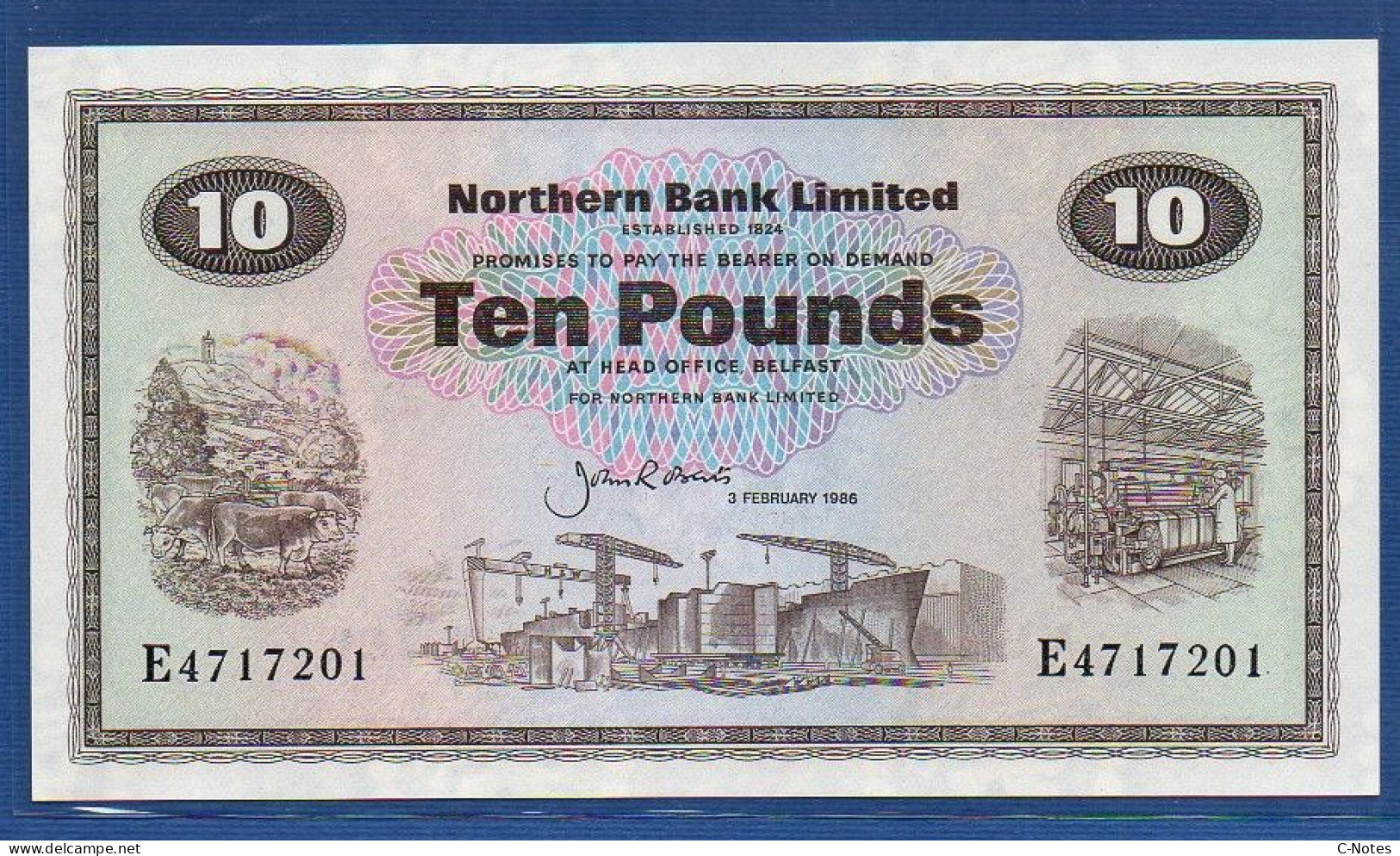 NORTHERN IRELAND - P.189e – 10 POUNDS 03.02.1986 UNC, S/n E4717201 Northern Bank Limited - 10 Pounds