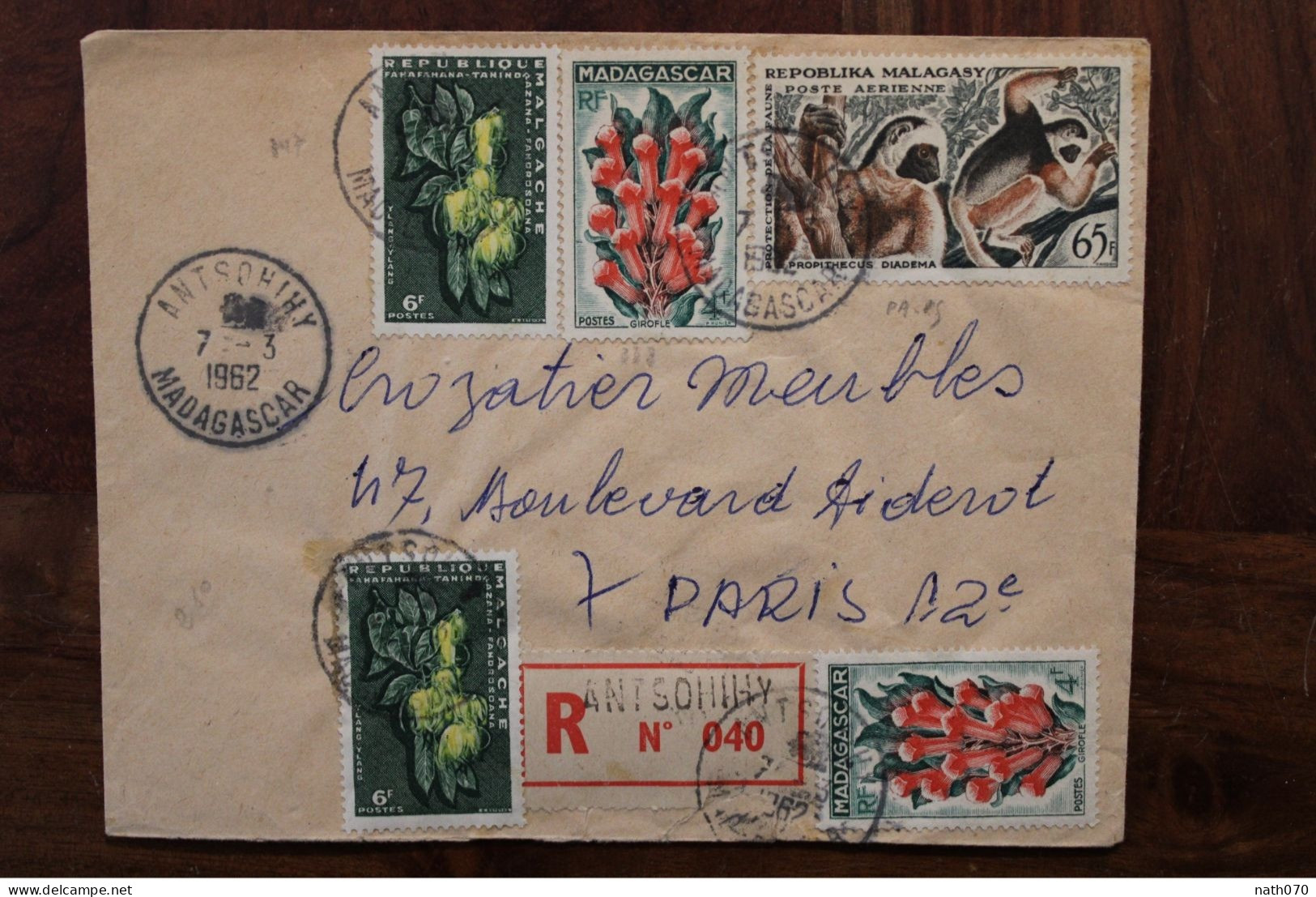 1962 Madagascar Antsohihy France Cover Registered Recommandé Reco R - Madagaskar (1960-...)