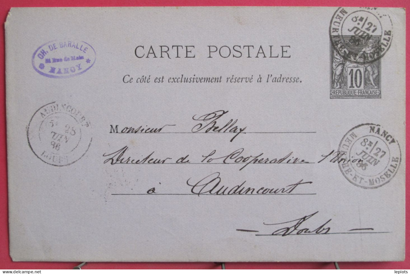 Entier Postal Carte Postale Précurseur De Nancy à Audincourt - 27 Juin 1886 - Precursor Cards