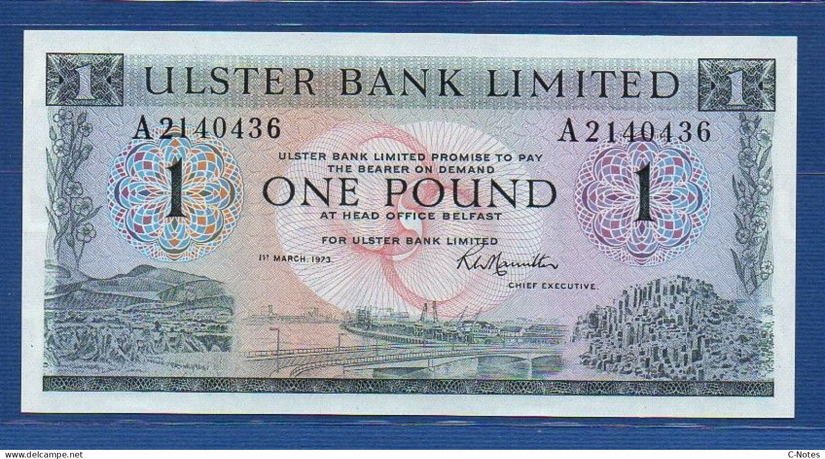 NORTHERN IRELAND - P.325b – 1 POUND 01.03.1973 UNC, S/n A2140436 Ulster Bank Limited - 1 Pond