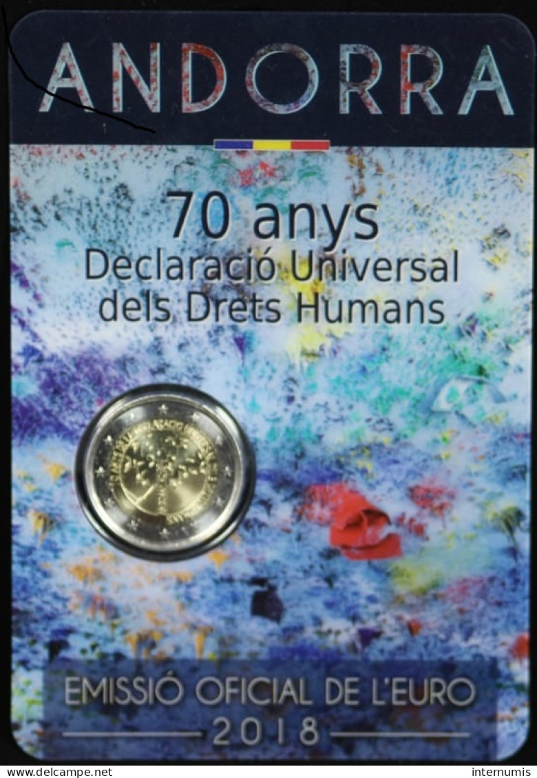 Andorre / Andorra, 2 Euro - Commemorative - Déclaration Universelle Des Droits De L’Homme, Coincard, 2018 - Andorra