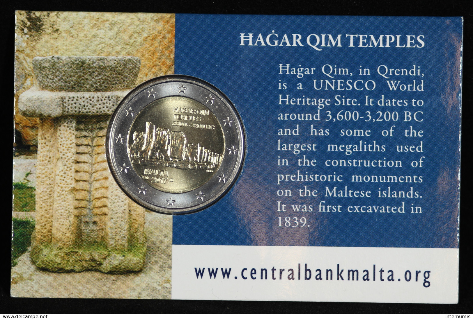 Malte / Malta, Coincard, 2€ Commemorative (TEMPLES : HAGAR QIM), 2017, BE (Brilliant Proof Strike) - Malta