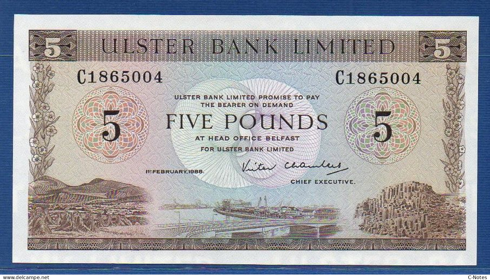 NORTHERN IRELAND - P.326c – 5 POUNDS 01.02.1988 UNC, S/n C1865004 Ulster Bank Limited - 5 Pond