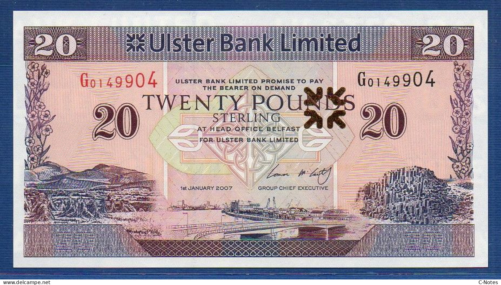 NORTHERN IRELAND - P.342a – 20 POUNDS 01.01.2007 UNC, S/n G0149904 Ulster Bank Limited - 20 Pounds