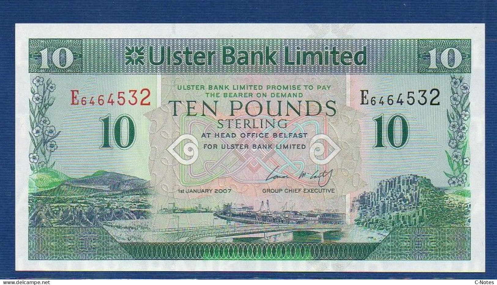 NORTHERN IRELAND - P.341a – 10 POUNDS 01.01.2007 UNC, S/n E6464532 Ulster Bank Limited - 10 Pounds