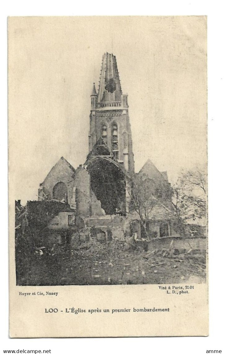 Loo   *  L'Eglise Après Un Premier Bombardement - Lo-Reninge