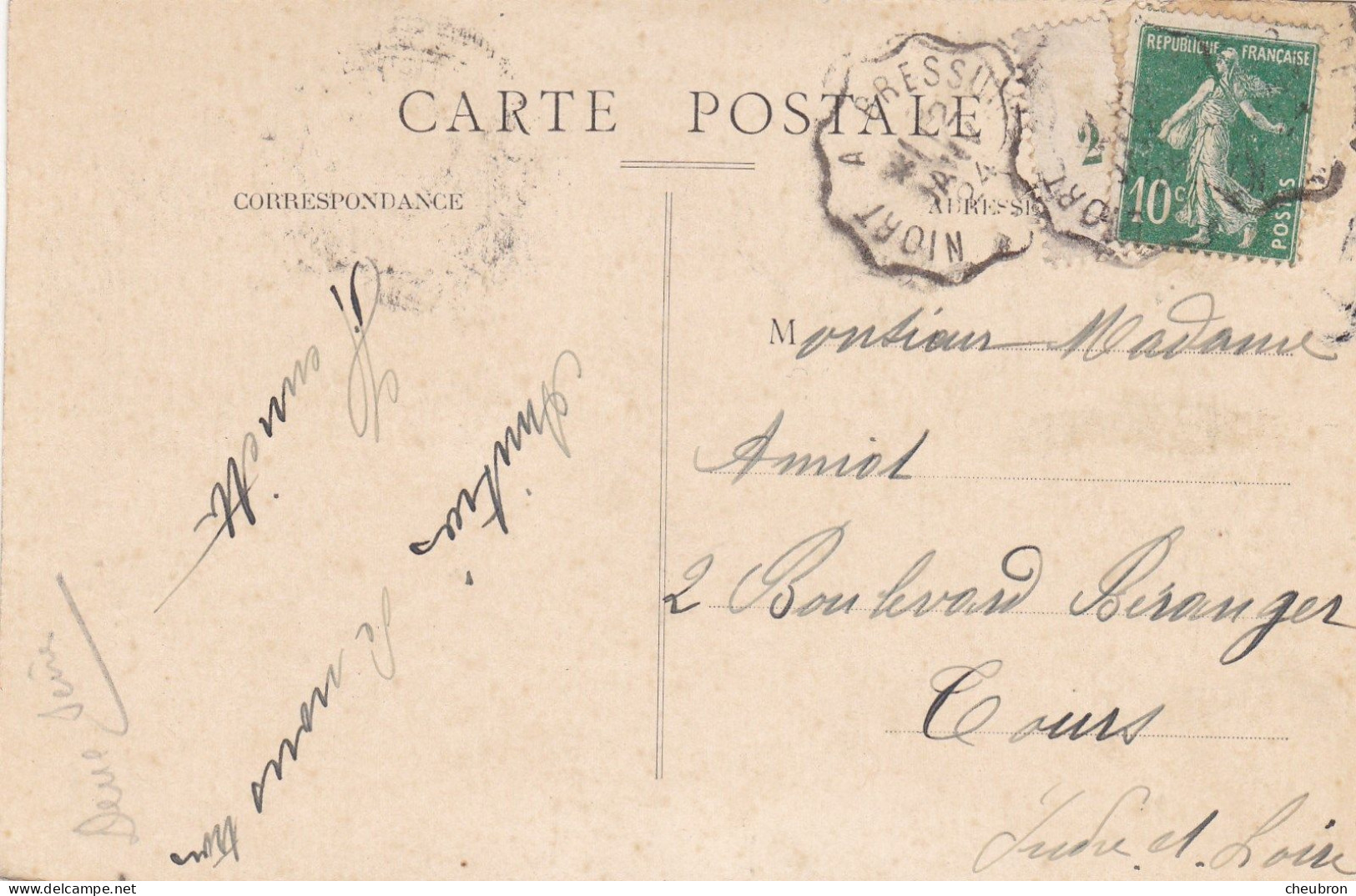 79. MONCOUTANT. CPA.  L'EGLISE. ANNEE 1908+ TEXTE - Moncoutant