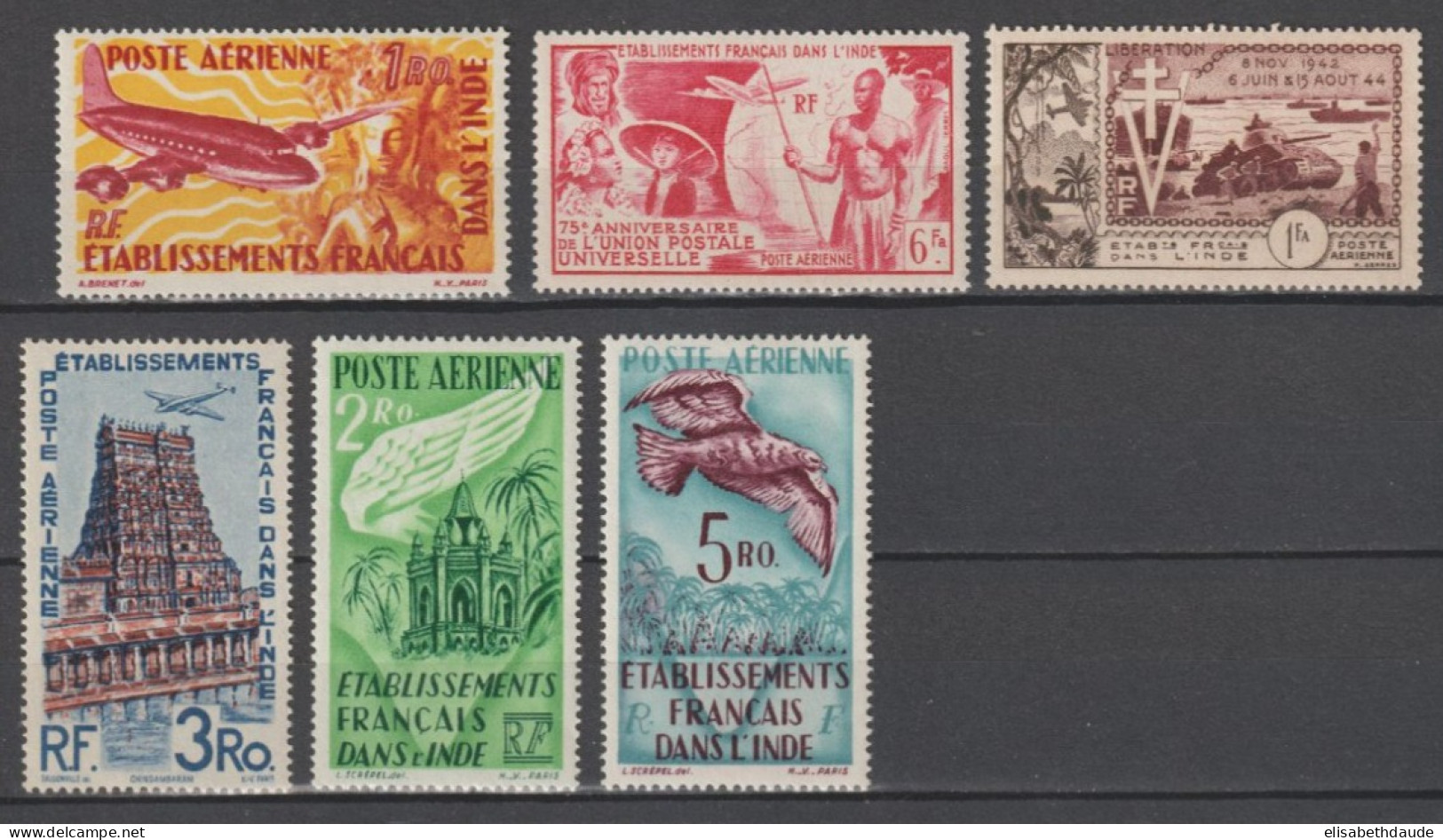 1948/1952 - INDE - POSTE AERIENNE COMPLETE - YVERT N°17/22 ** MNH - COTE = 102 EUR - Neufs