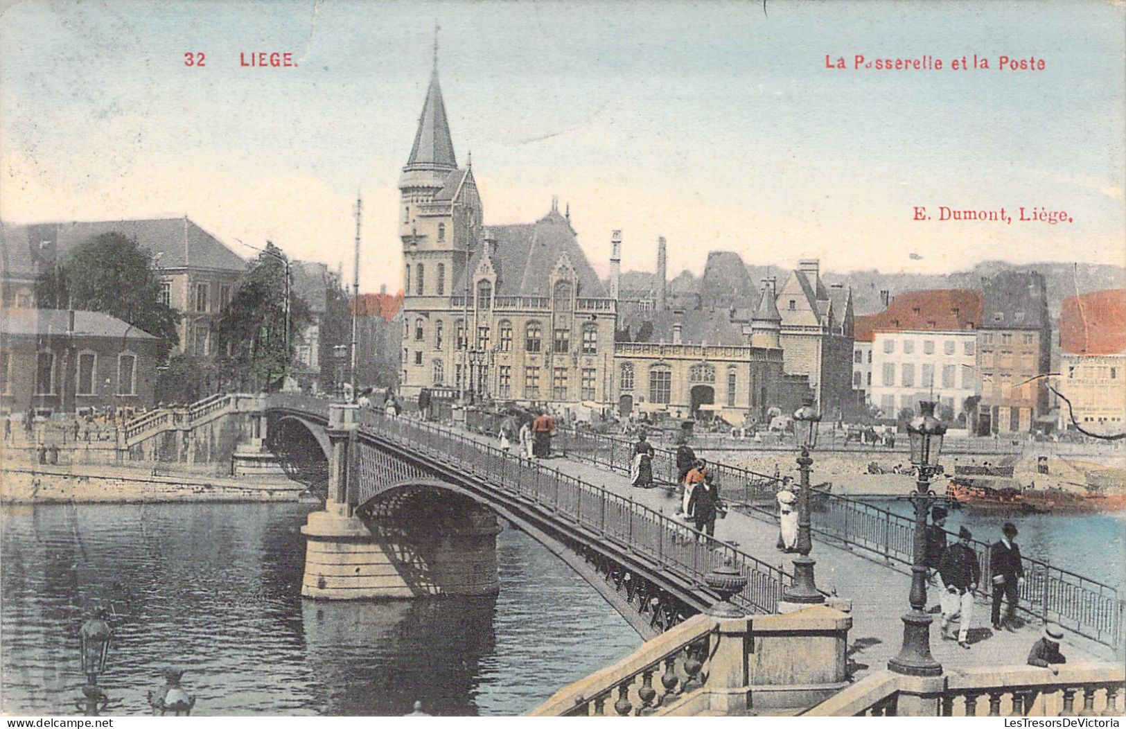 BELGIQUE - LIEGE - La Passerelle Et La Poste - Carte Postale Ancienne - Liege