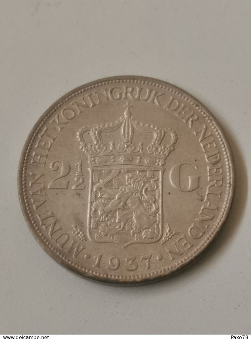 Pays-Bas, 2.5 Gulden 1937. Argent - 2 1/2 Florín Holandés (Gulden)