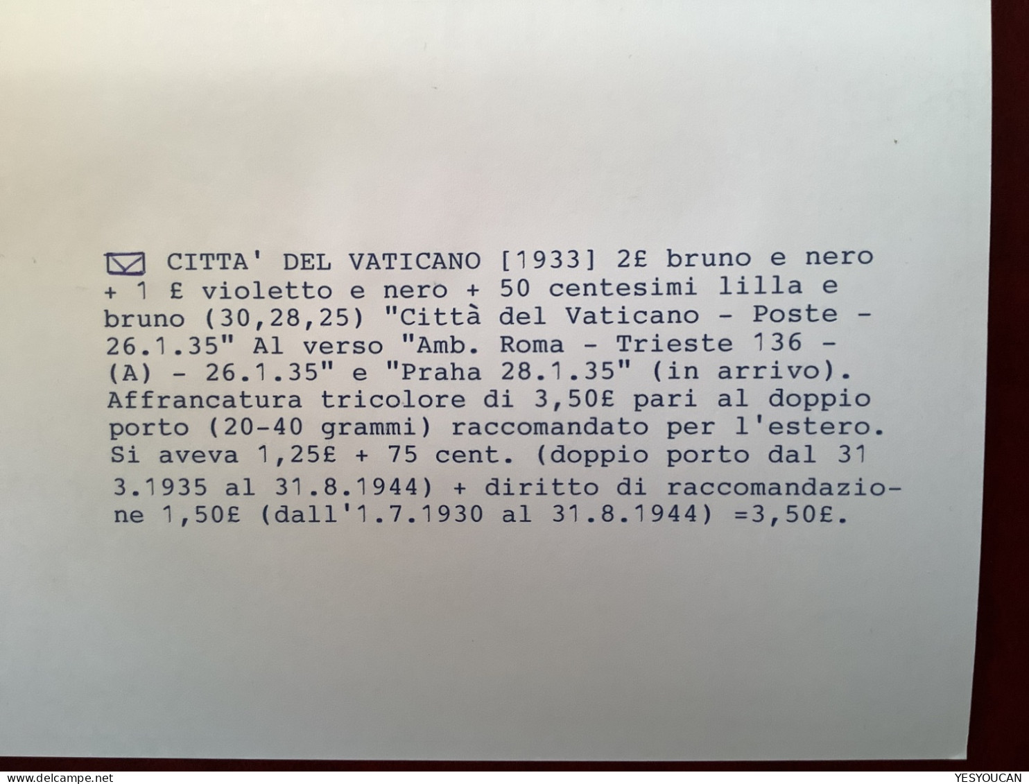 Sa.30, 28, 25 1933 1L, 2L Medaglioni Lettera 1935>Prag CZ  (Vatican Cover Vaticano Italy Italia Lettre - Covers & Documents