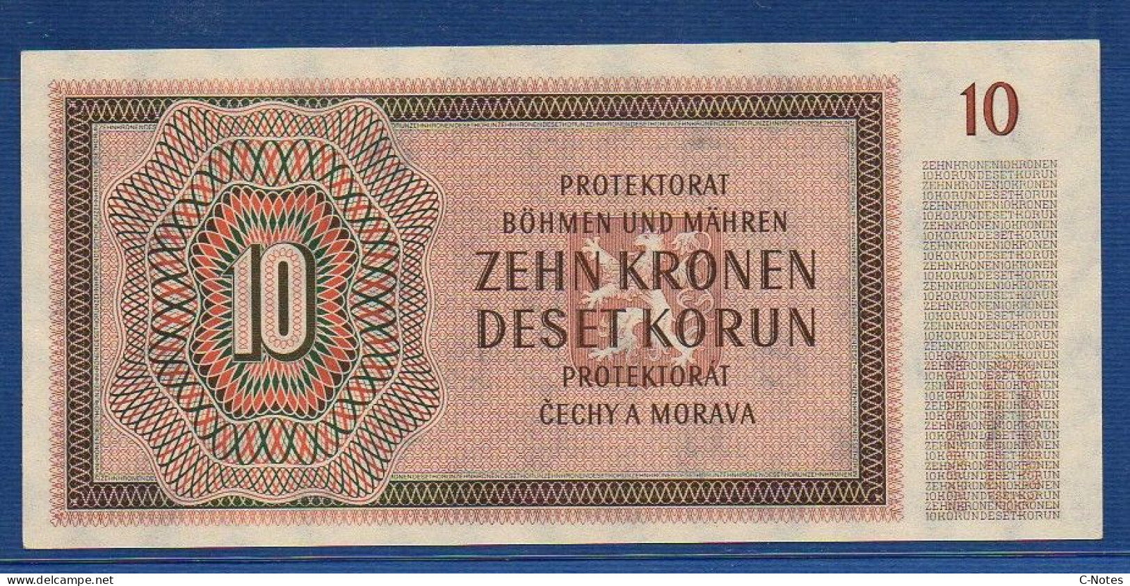 BOHEMIA & MORAVIA - P. 8a – 10 Kronen / Korun (1942) UNC-, S/n S. 14A 388279 - Tsjechoslowakije